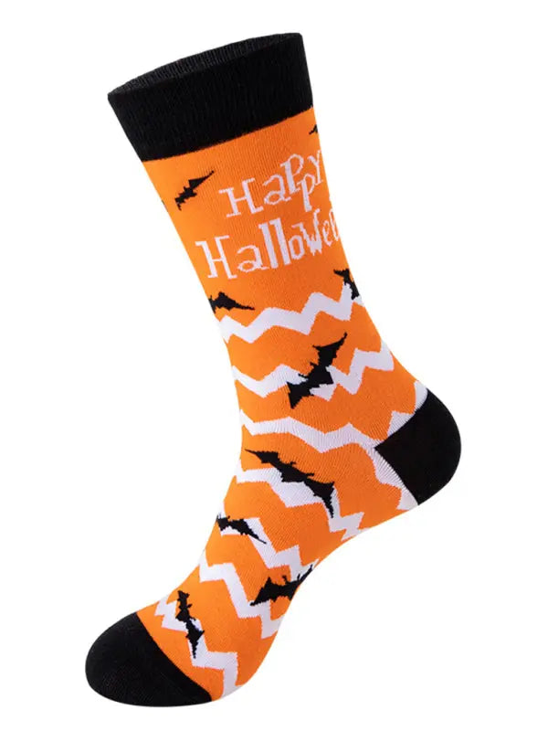 Blue Zone Planet |  New Trendy Halloween Socks Mid-Tube Skull Vampire Pumpkin Bat Funny Socks kakaclo