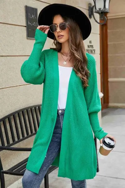 Blue Zone Planet |  Open Front Lantern Sleeve Cardigan BLUE ZONE PLANET