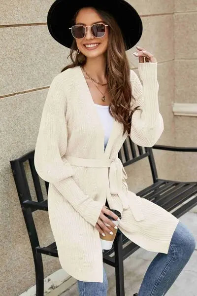 Blue Zone Planet |  Open Front Lantern Sleeve Cardigan BLUE ZONE PLANET