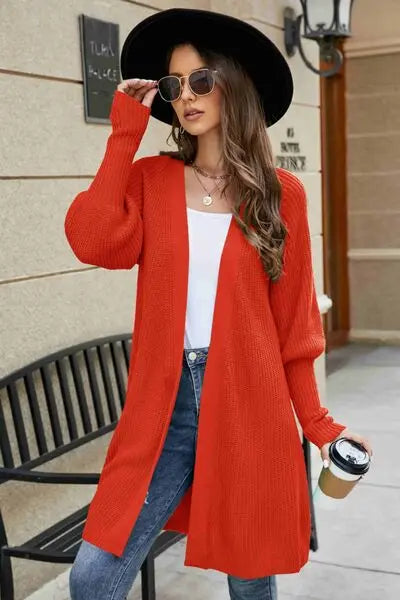 Blue Zone Planet |  Open Front Lantern Sleeve Cardigan BLUE ZONE PLANET