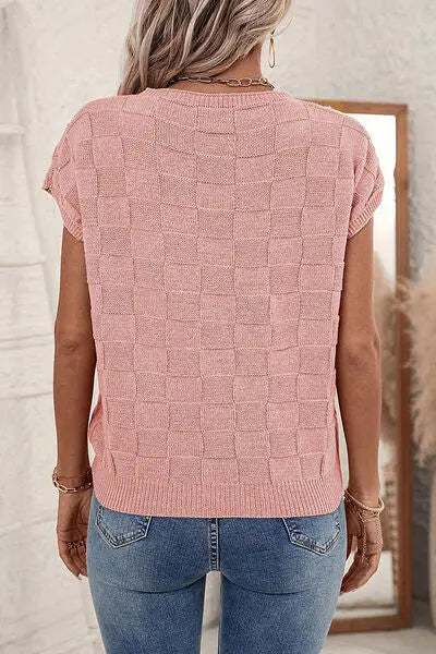 Blue Zone Planet |  Plaid Pocketed Round Neck Sweater BLUE ZONE PLANET