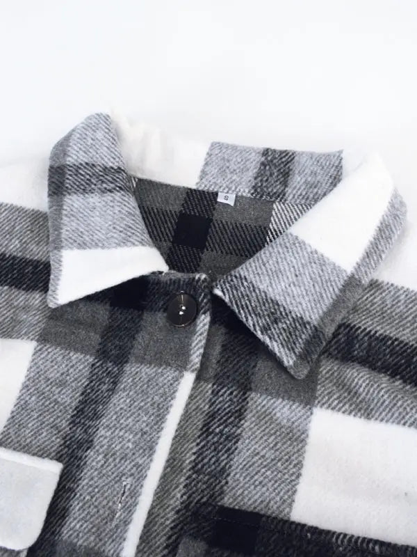 Blue Zone Planet |  Plaid long sleeve shirt coat BLUE ZONE PLANET