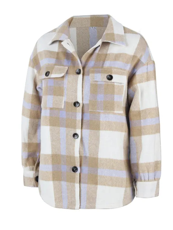 Blue Zone Planet |  Plaid long sleeve shirt coat BLUE ZONE PLANET