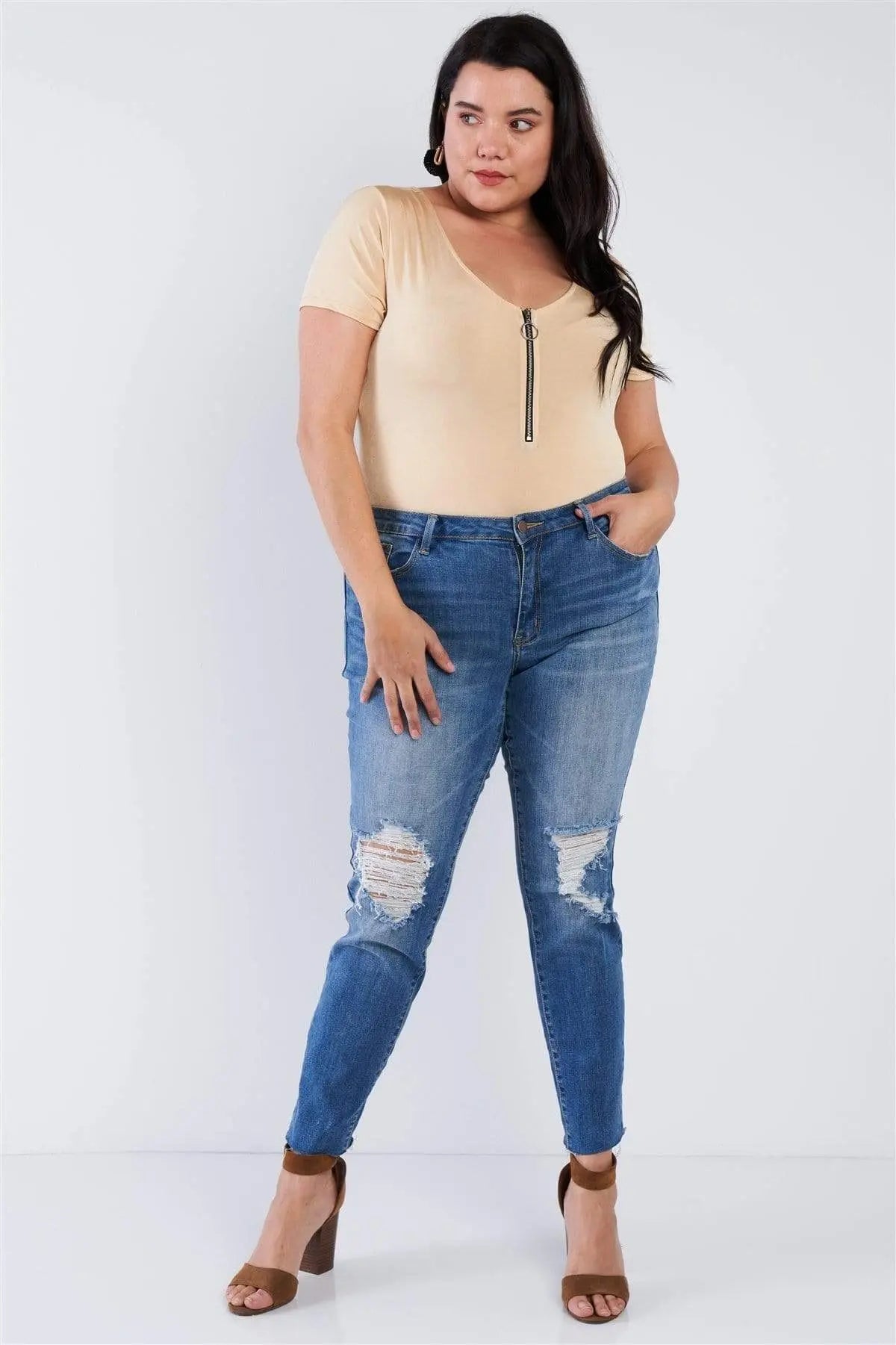 Blue Zone Planet |  Plus Size Bodysuit Blue Zone Planet