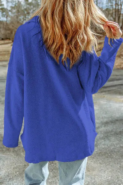 Blue Zone Planet |  Pocketed Button Up Droppped Shoulder Jacket BLUE ZONE PLANET