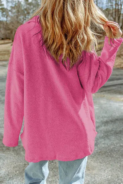 Blue Zone Planet |  Pocketed Button Up Droppped Shoulder Jacket BLUE ZONE PLANET