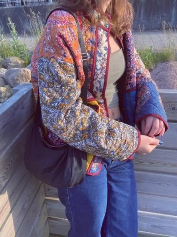 Blue Zone Planet | Printed loose quilted jacket BLUE ZONE PLANET