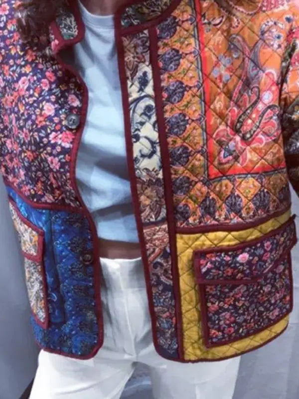 Blue Zone Planet | Printed loose quilted jacket BLUE ZONE PLANET
