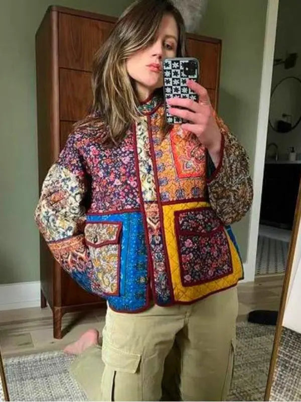 Blue Zone Planet | Printed loose quilted jacket BLUE ZONE PLANET