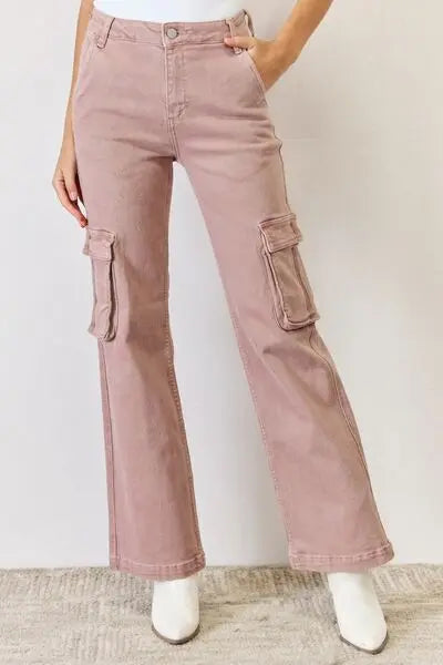 Blue Zone Planet |  RISEN Full Size High Rise Cargo Wide Leg Jeans BLUE ZONE PLANET