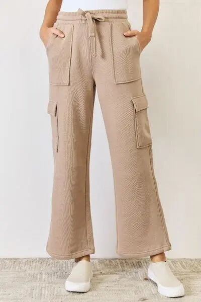 Blue Zone Planet |  RISEN High Waist Cargo Wide Leg Pants BLUE ZONE PLANET