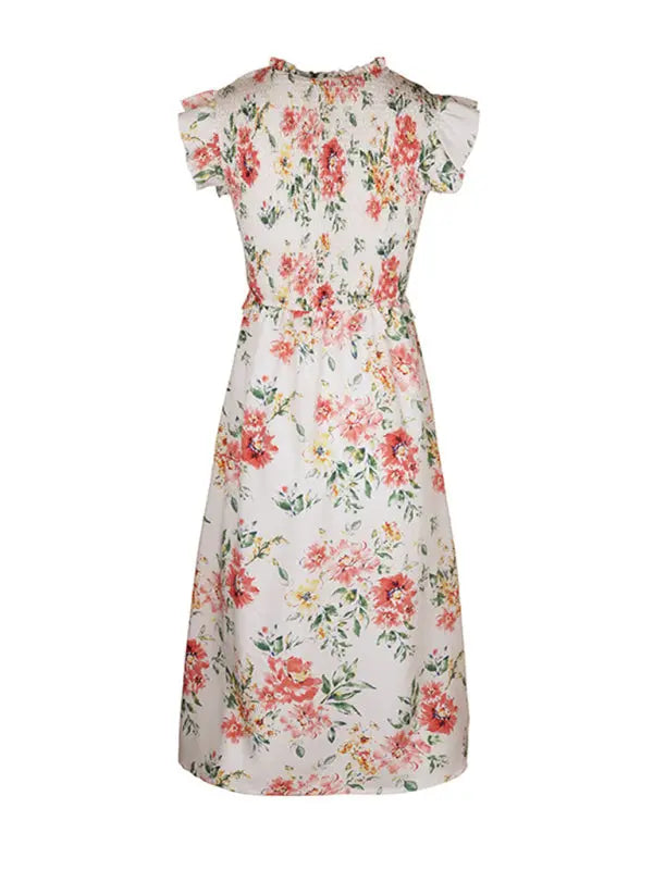 Blue Zone Planet |  Ruffled sleeveless floral print dress BLUE ZONE PLANET