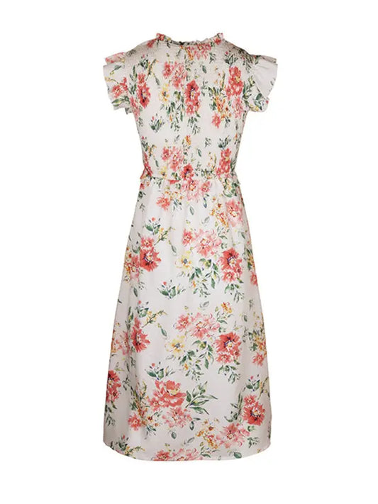 Blue Zone Planet |  Ruffled sleeveless floral print dress BLUE ZONE PLANET