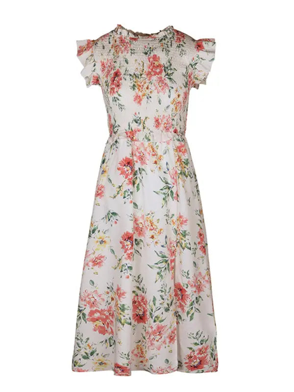Blue Zone Planet |  Ruffled sleeveless floral print dress BLUE ZONE PLANET
