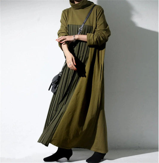 Blue Zone Planet |  STELLA MARINA COLLEZIONE Pleated Funnel Neck Midi Sweater Dress BLUE ZONE PLANET