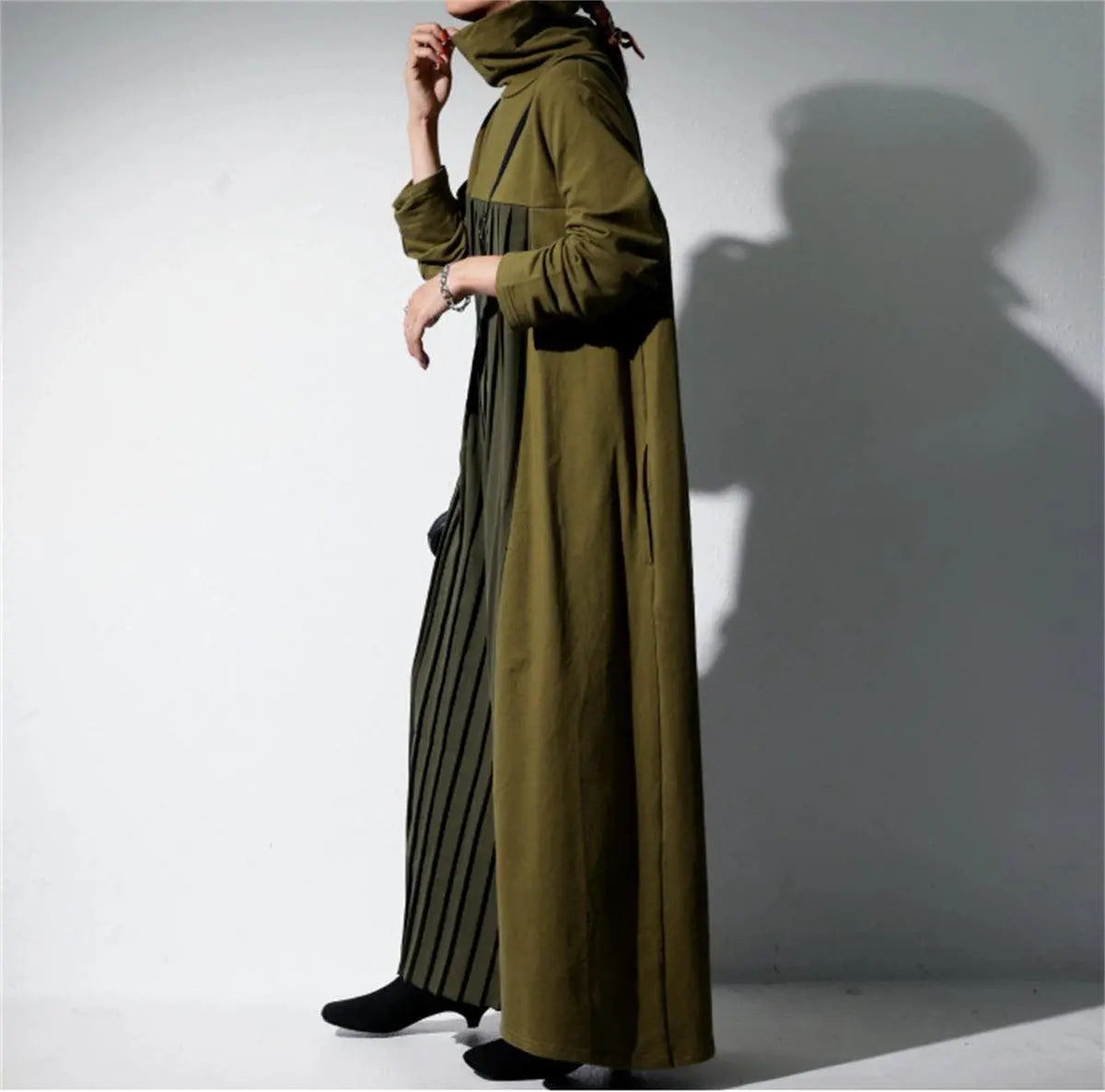 Blue Zone Planet |  STELLA MARINA COLLEZIONE Pleated Funnel Neck Midi Sweater Dress BLUE ZONE PLANET