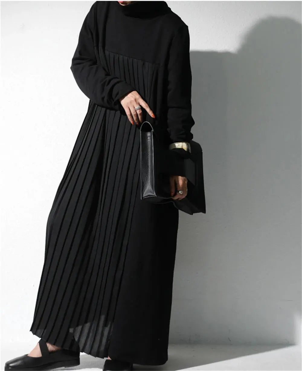 Blue Zone Planet |  STELLA MARINA COLLEZIONE Pleated Funnel Neck Midi Sweater Dress BLUE ZONE PLANET