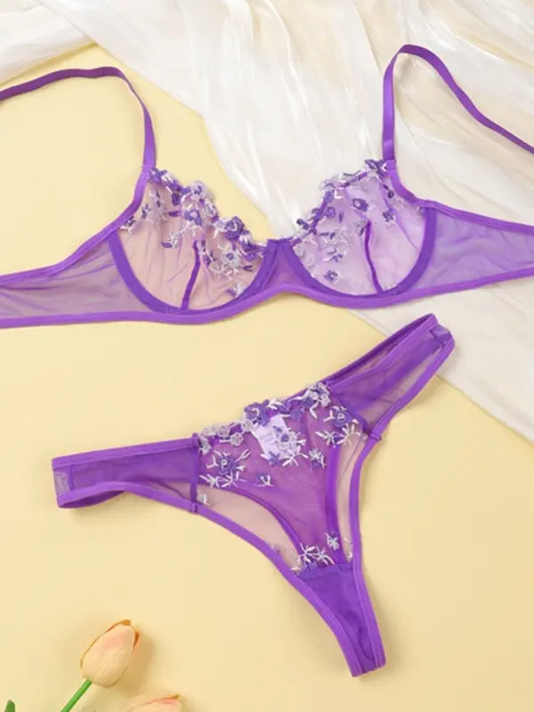 Blue Zone Planet | See-through floral lingerie set BLUE ZONE PLANET
