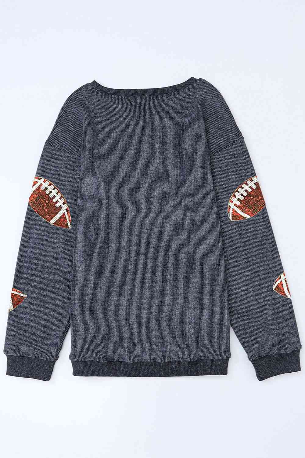Blue Zone Planet |  Sequin Football Patch Corduroy Sweatshirt BLUE ZONE PLANET