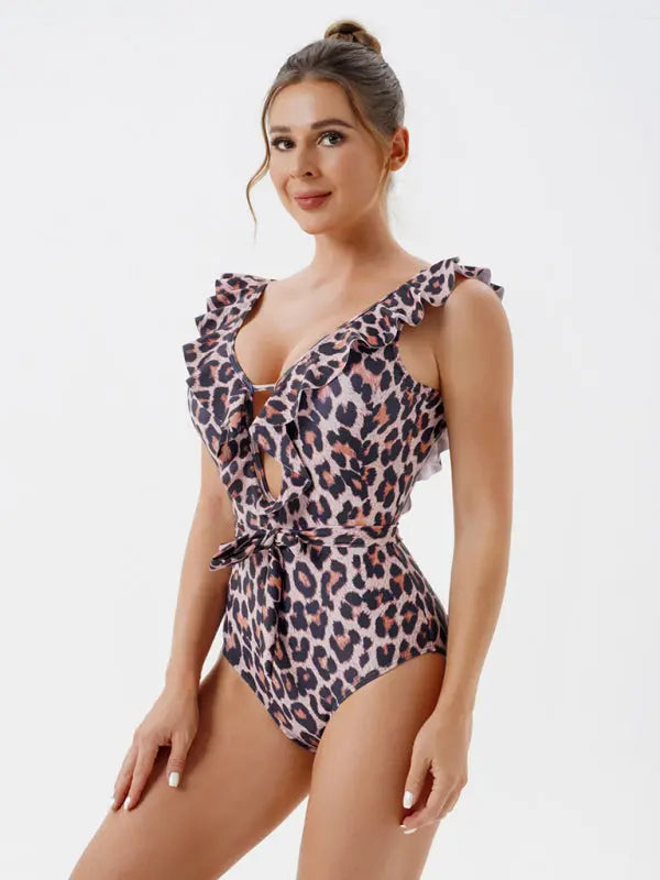 Blue Zone Planet |  Skinny Backless Floral Print One Piece Swimsuit BLUE ZONE PLANET
