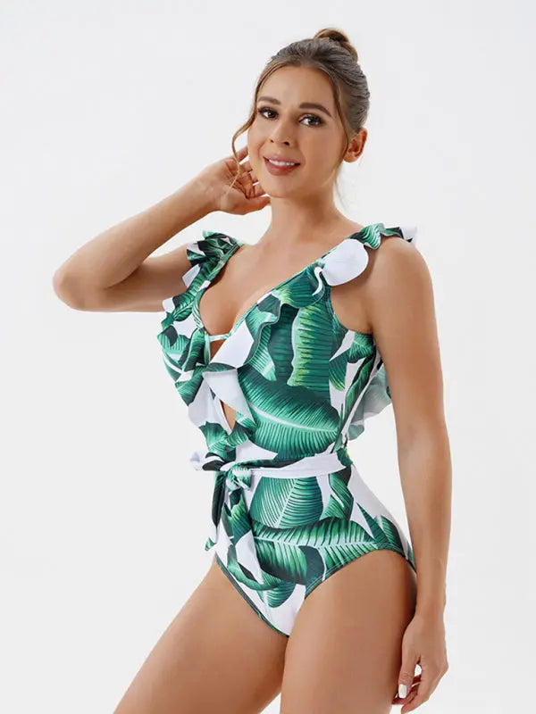 Blue Zone Planet |  Skinny Backless Floral Print One Piece Swimsuit BLUE ZONE PLANET