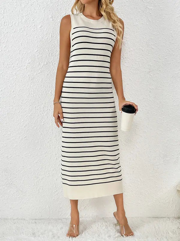 Blue Zone Planet |  Sleeveless patchwork pullover striped sweater BLUE ZONE PLANET