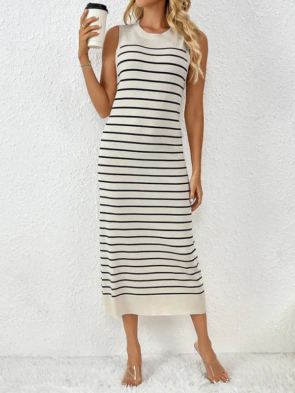 Blue Zone Planet |  Sleeveless patchwork pullover striped sweater BLUE ZONE PLANET