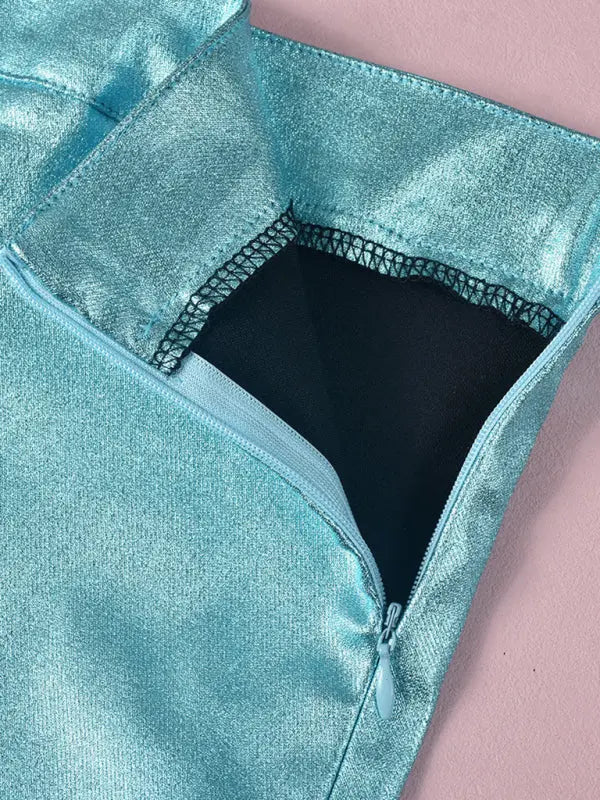 Blue Zone Planet |  Slim Fit Hip Covering Spliced Slit PU Leather Skirt BLUE ZONE PLANET