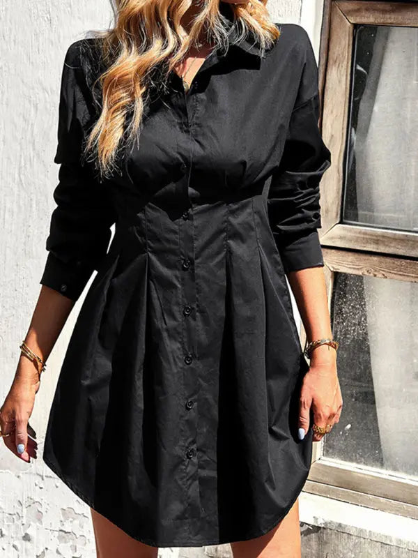 Blue Zone Planet |  Solid Color Shirt Dress BLUE ZONE PLANET