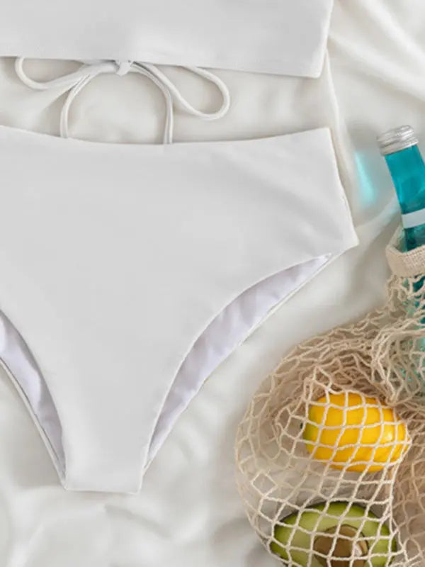 Blue Zone Planet |  Sophie's Lace V-Neck High-Waist Split Swimsuit BLUE ZONE PLANET