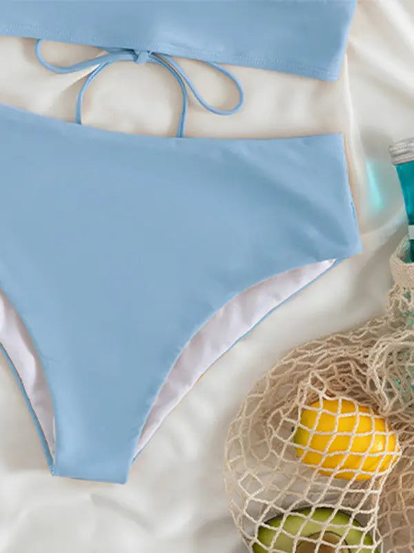 Blue Zone Planet |  Sophie's Lace V-Neck High-Waist Split Swimsuit BLUE ZONE PLANET
