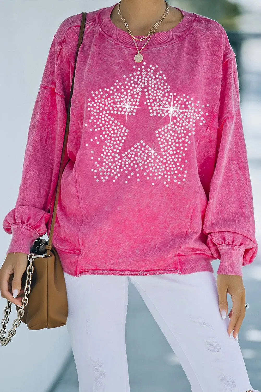 Blue Zone Planet |  Star Graphic Round Neck Dropped Shoulder Sweatshirt BLUE ZONE PLANET