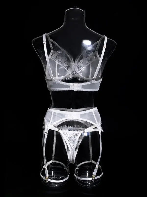 Blue Zone Planet |  Summer's White hollow backless lingerie set BLUE ZONE PLANET