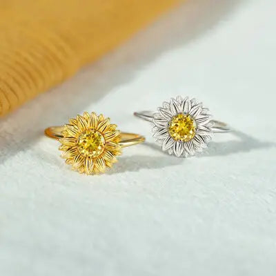 Blue Zone Planet |  Sunflower Zircon 18K Gold-Plated Ring BLUE ZONE PLANET