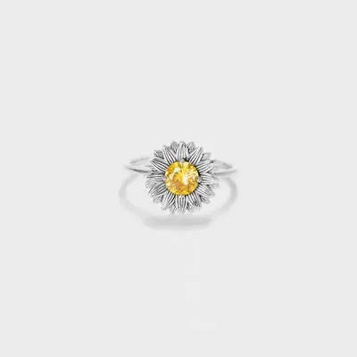 Blue Zone Planet |  Sunflower Zircon 18K Gold-Plated Ring BLUE ZONE PLANET