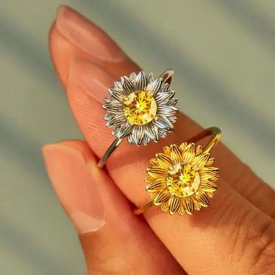 Blue Zone Planet |  Sunflower Zircon 18K Gold-Plated Ring BLUE ZONE PLANET