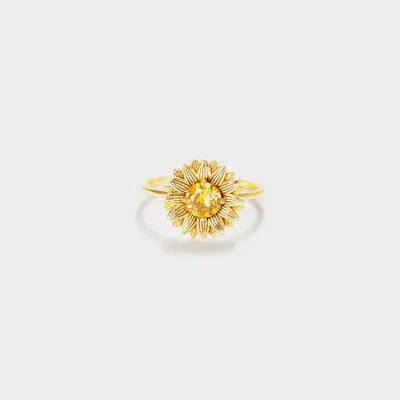 Blue Zone Planet |  Sunflower Zircon 18K Gold-Plated Ring BLUE ZONE PLANET