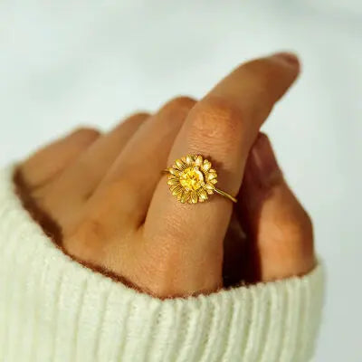 Blue Zone Planet |  Sunflower Zircon 18K Gold-Plated Ring BLUE ZONE PLANET