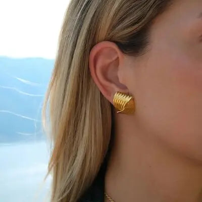 Blue Zone Planet |  Texture Stainless Steel Stud Earrings BLUE ZONE PLANET