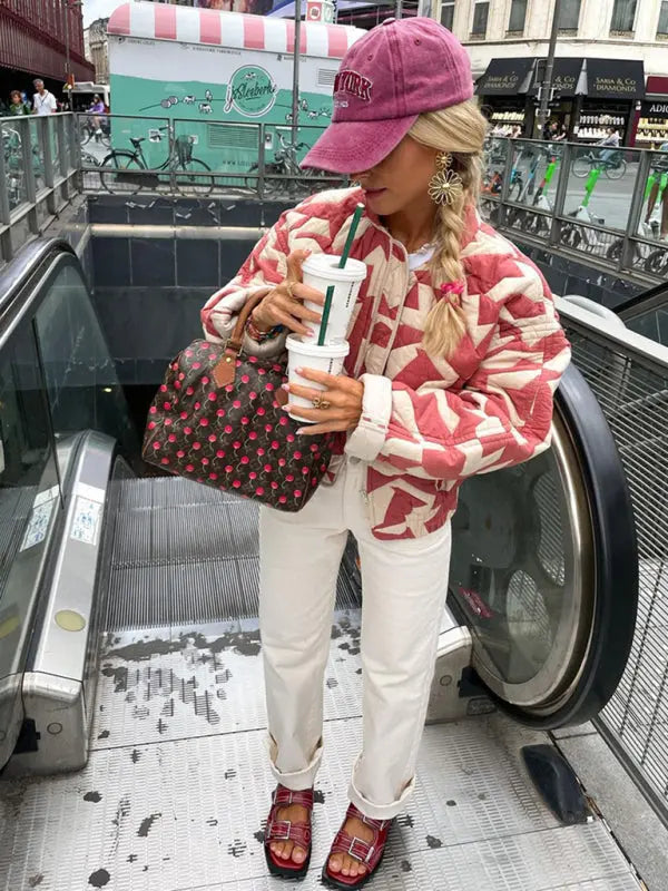 Blue Zone Planet |  Trendy Loose Winter Print Quilted Coat BLUE ZONE PLANET