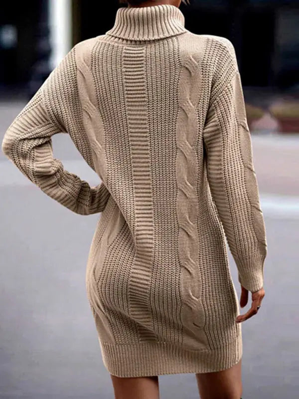 Blue Zone Planet |  Turtleneck Long Sleeve Midi Sweater Dress BLUE ZONE PLANET