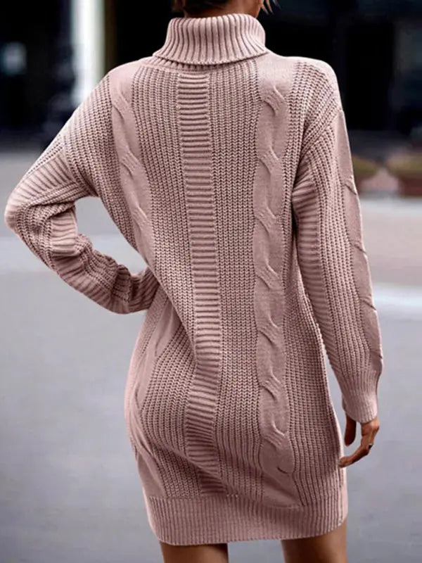 Blue Zone Planet |  Turtleneck Long Sleeve Midi Sweater Dress BLUE ZONE PLANET