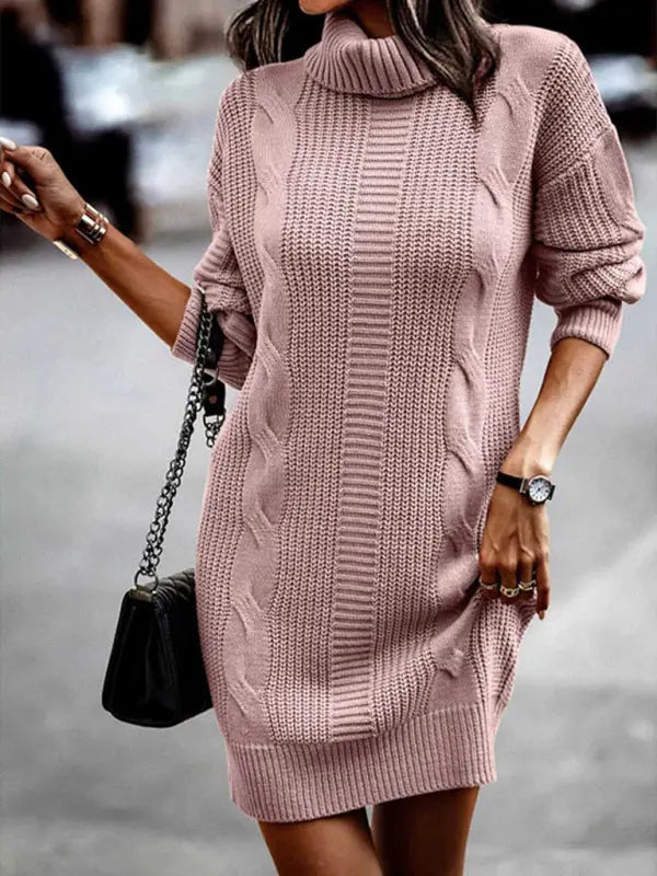 Blue Zone Planet |  Turtleneck Long Sleeve Midi Sweater Dress BLUE ZONE PLANET