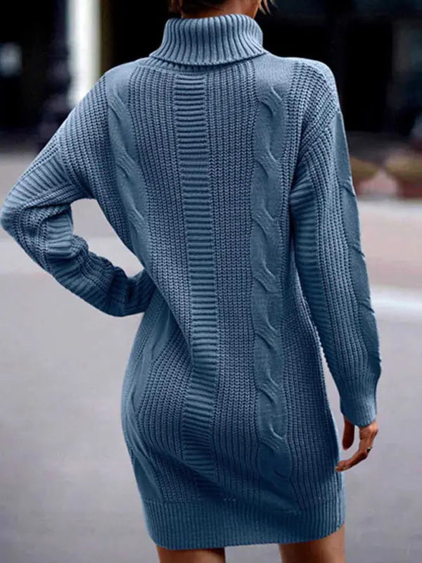 Blue Zone Planet |  Turtleneck Long Sleeve Midi Sweater Dress BLUE ZONE PLANET
