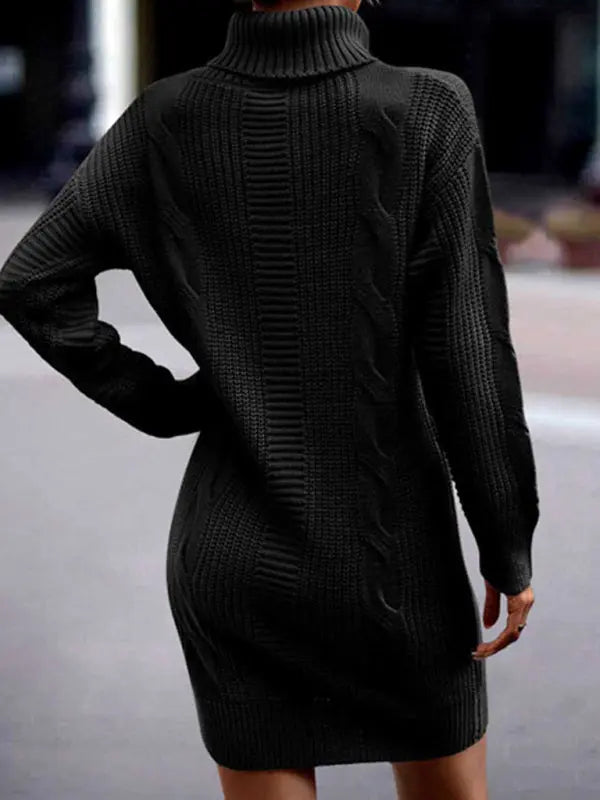 Blue Zone Planet |  Turtleneck Long Sleeve Midi Sweater Dress BLUE ZONE PLANET