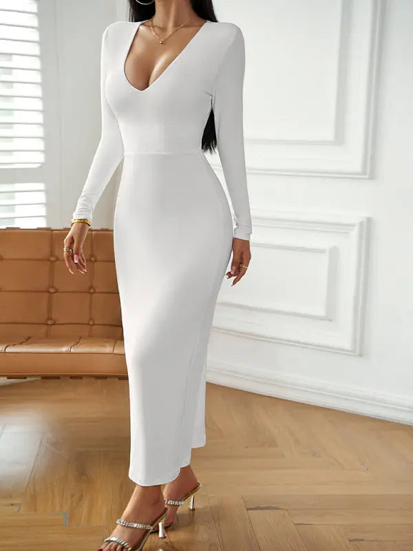Blue Zone Planet |  V-neck hip-hugging long-sleeved dress BLUE ZONE PLANET