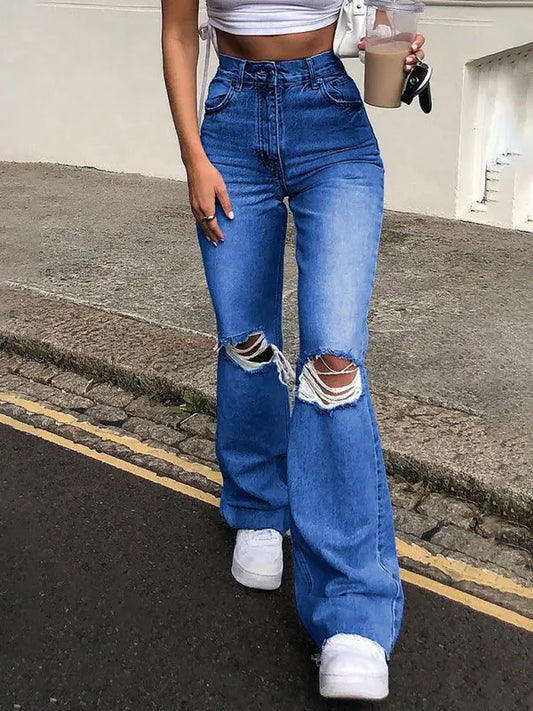 Blue Zone Planet | Wide Leg Flared Jeans BLUE ZONE PLANET
