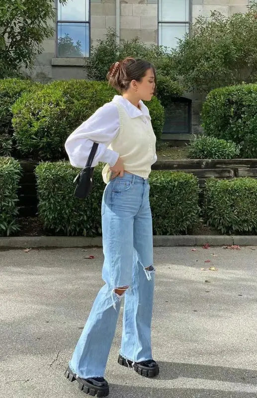 Blue Zone Planet | Wide Leg Flared Jeans BLUE ZONE PLANET