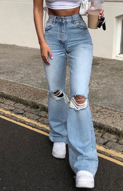 Blue Zone Planet | Wide Leg Flared Jeans BLUE ZONE PLANET