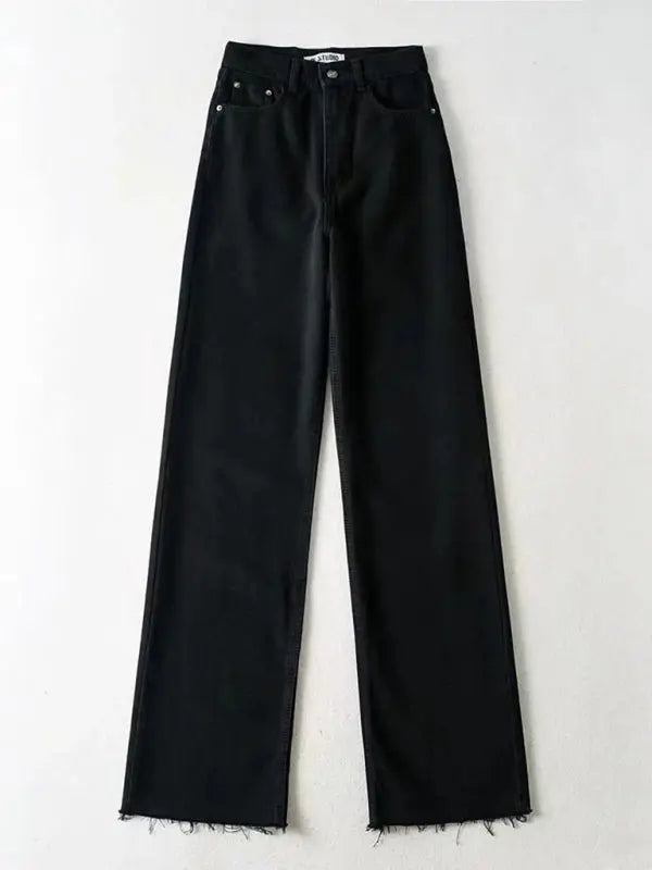 Blue Zone Planet | high-waist floor-length loose slimming straight wide-leg jeans BLUE ZONE PLANET